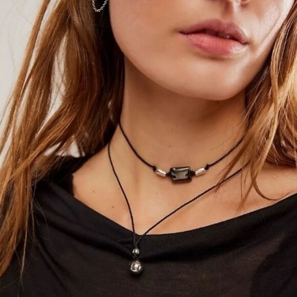 Free People Jewelry - Free People Layered Manhattan Choker in Black NWT Bohemian Necklace Subversive
